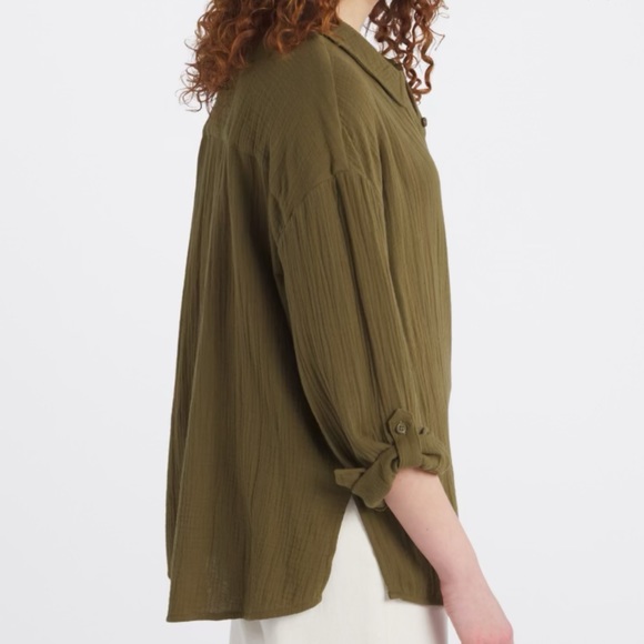 Threads 4 Thought gauze button up, Sz L - Picture 5 of 10